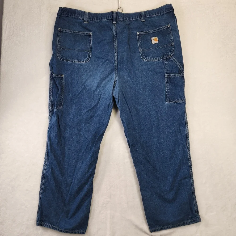 Carhartt FR Jeans‎ Mens 46x30 Blue Denim Relaxed Fit Workwear Grunge Distressed
